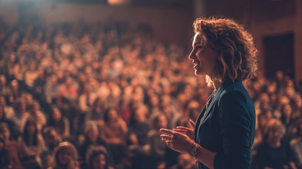 Speaker addressing community event